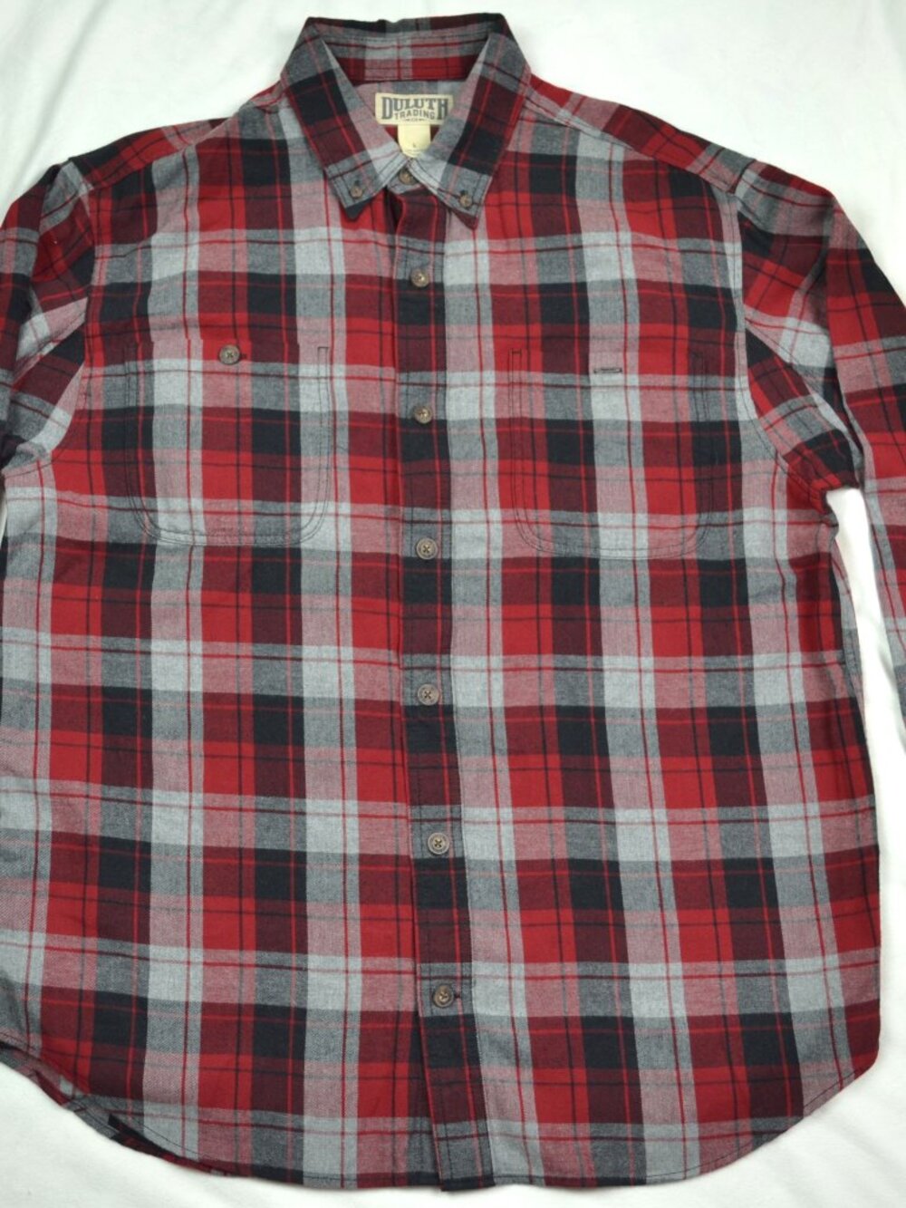 Duluth Trading Co. Men's Plaid Flannel Button Down Shirt, Cotton, Red, Size L